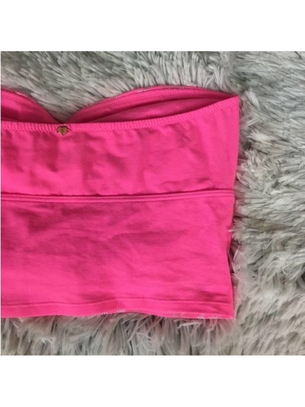 PINK Victoria’s Secret Metallic Pink Zebra Print Bandeau Tube Top Small - Picture 7 of 13